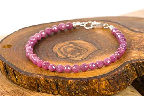 LOVEKUSH Beautiful AAA++ Quality Natural Ruby Gemstone Bracelet, Delicate Gemstone Bracelet, Handmade Jewelry Red Stones, December Gemstone, unique-gift-for-wife, holidays 5mm 7" Strand.