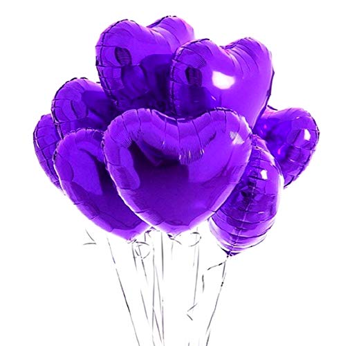 Lovelegis 10 Globos de corazón - púrpura - 46 x 43 cm - día de San valentín - cumpleaños - año Nuevo - Fiesta - Decoraciones - Novia - Novio - Idea de Regalo para Navidad