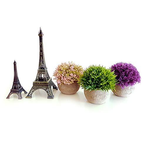 Lovelyz - Set de 3 flores artificiales en maceta, plantas artificiales, mini flores bonsái, para bodas, oficina, regalo, balcón, salón, casa