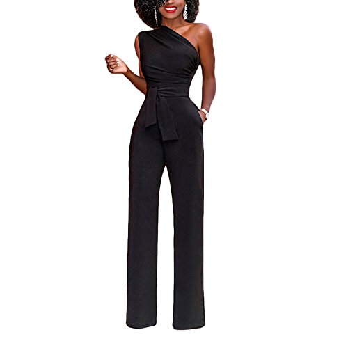 Lover-Beauty Mujer Mono Elegante Largos Verano Un Hombro Ropa Vestir Casual Pantalones Cintura Alta Vendaje Ajustado Sexy Trajes Asimétrico Piernas Anchas Oficina Fiesta