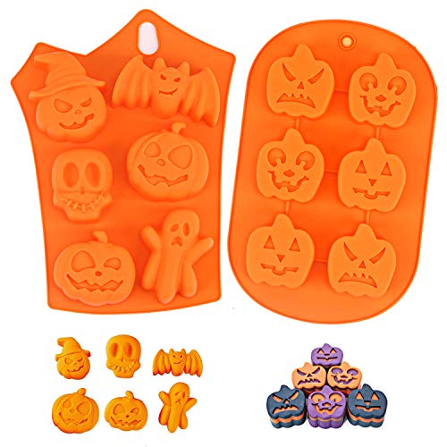 LOVEXIU 2pcs Moldes Halloween Silicona, Moldes De Silicona para DecoracióN De Pasteles,Moldes Muffins para Halloween,Chocolatinas,Pastel.