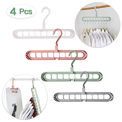 LOVEXIU Perchas Ropa Plegable, Magic Hanger 4 PCS, Perchas Plegables Armario Giratorio, Perchas Multiples Ahorra Espacio, Perchas Magicas Multifuncionales, Perchas Organizadoras Ropa para Armario