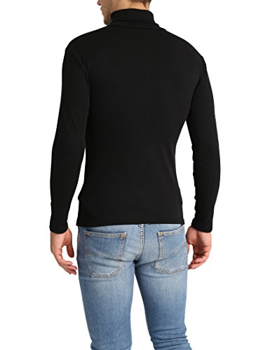 Lower East Camiseta con cuello alto Slim Fit para hombre, Negro, M