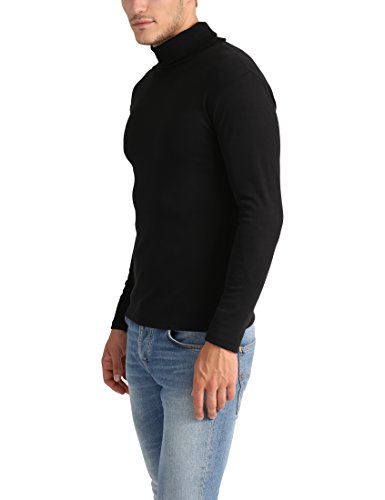 Lower East Camiseta con cuello alto Slim Fit para hombre, Negro, M