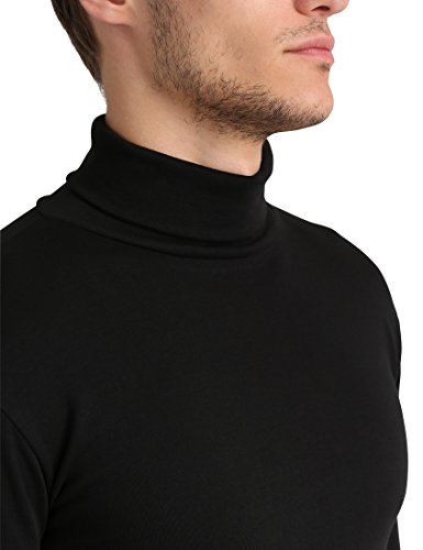 Lower East Camiseta con cuello alto Slim Fit para hombre, Negro, M