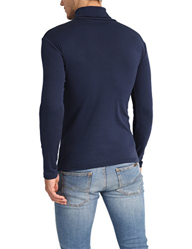 Lower East Slim Fit Rollkragen Shirt Camiseta cuello alto, Azul Navy), Medium, Pack de 2