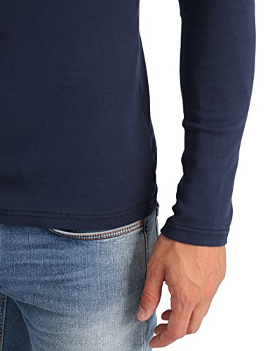 Lower East Slim Fit Rollkragen Shirt Camiseta cuello alto, Azul Navy), Medium, Pack de 2