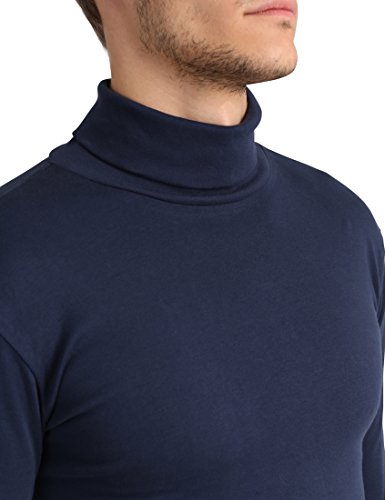 Lower East Slim Fit Rollkragen Shirt Camiseta cuello alto, Azul Navy), Medium, Pack de 2