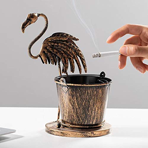 LOYWT Cenicero Retro Anti-Mosca cenicero Personalidad Creativa Tendencia hogar Sala de Estar Mesa de café Bar Simple Hierro Forjado-E