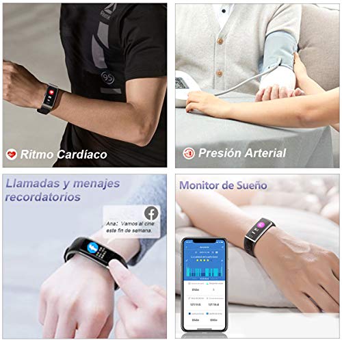 LOZAYI Pulsera de Actividad, Pulsera Actividad Inteligente, IP67, Reloj Inteligente para Mujer y Hombre, con Pulsómetro, Blood Pressure, Monitor de Sueño, Podómetro, para Android y iOS Teléfono Móvil