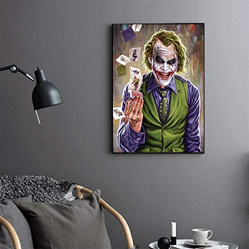 LPaWD Impresión en Lienzo Cartel Retro Payaso Película clásica Decoración de la Pared Etiqueta engomada Bar Cafe Decoración Pintura A1 50x70cm