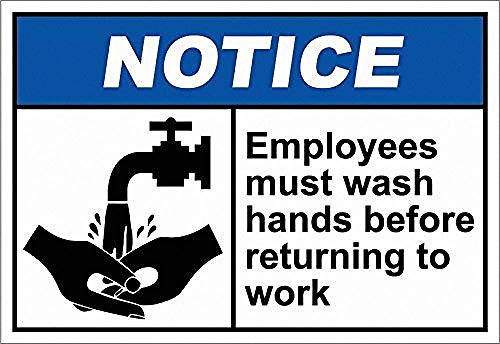 Lplpol - Cartel de aluminio con texto en inglés "Wash Hand Before Return to Work", diseño vintage, aluminio, 1 color, 25,40 cm x 35,56 cm