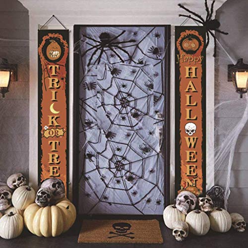 LQH 2 Piezas Truco o Banner de Halloween Porche Iniciar sesión Colgante al Aire Libre de Interior