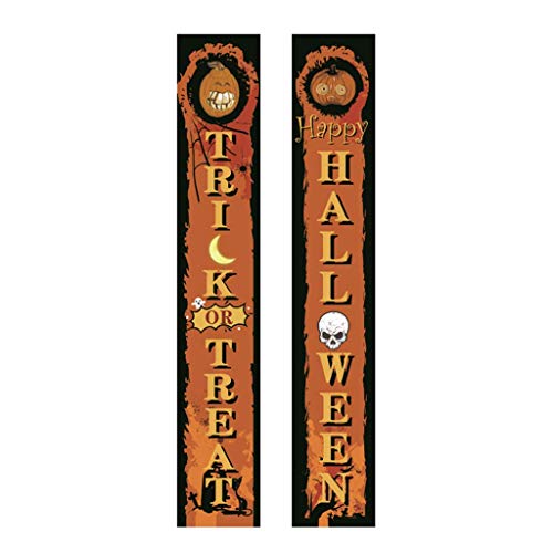 LQH 2 Piezas Truco o Banner de Halloween Porche Iniciar sesión Colgante al Aire Libre de Interior