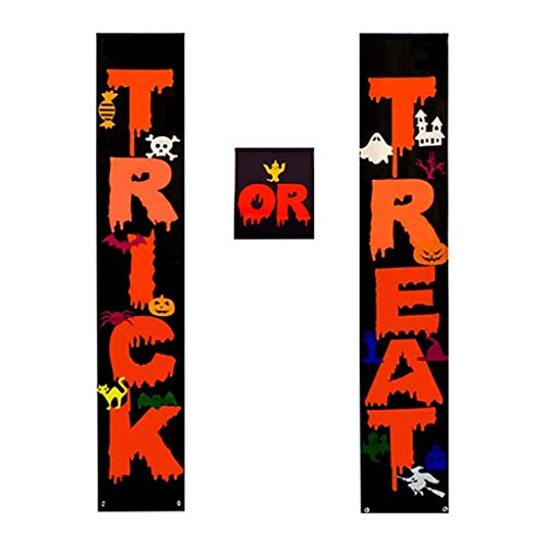 LQH 3 Piezas Truco o Banner de Halloween Porche Iniciar sesión Colgante al Aire Libre de Interior