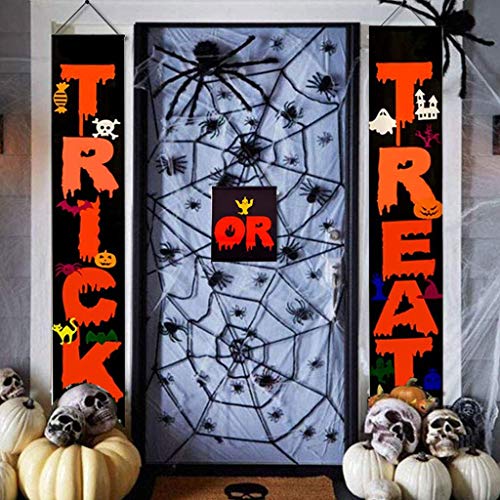 LQH 3 Piezas Truco o Banner de Halloween Porche Iniciar sesión Colgante al Aire Libre de Interior