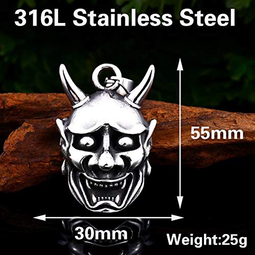 LSBXWL Acero Inoxidable Infierno Diablo Máscara Colgante del Cuello del Mal Risa Colgante De Joyería Clásica Hombre (Metal Color : Rhodium Plated)