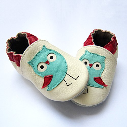 LSERVER- Zapatos de cuero suave para bebés Zapatos de Bebé para Primeros Pasos para Los Niños, pollada azul, 12-18 meses