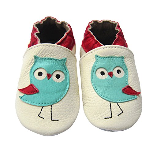 LSERVER- Zapatos de cuero suave para bebés Zapatos de Bebé para Primeros Pasos para Los Niños, pollada azul, 12-18 meses