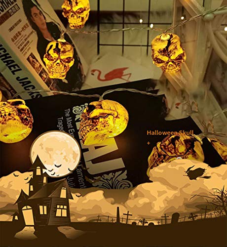 Luces de Cadena de Halloween linternas led Luces de Cadena de cráneo Interior decoración de Fiesta de Festival de Fantasmas de Terror-1,5 m batería de 10 lámparas