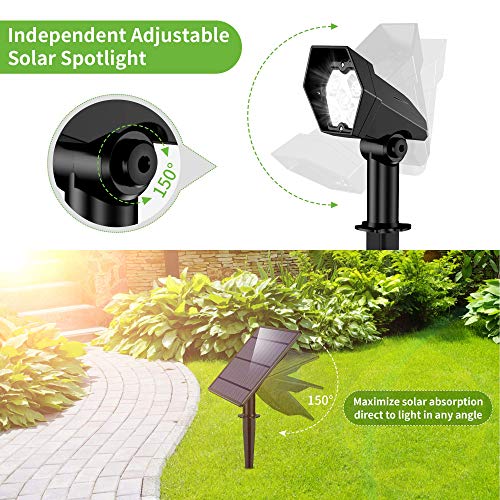 Luces Solares Exterior, Ultra Potente Lámparas Solares Impermeable IP65, 6 Modos Focos LED Exterior, Luz de Seguridad Solar Ajustable Ajustable Auto On/Off para Césped, Valla, Pared, Pasillo