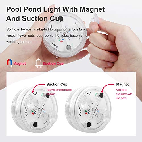 Luces Sumergibles, 8.5cm 4PCS Luz Piscina Impermeable, 16 Colores 13 LED con Control Remoto y Ventosas Lluminación para Estanques, Piscinas, Acuario, Jardín, Baño
