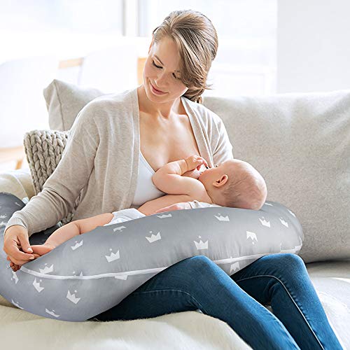 Luchild Almohada Embarazada Multifuncional, Cojín Lactancia Bebé, Cama Nido Bebé, Protector Cuna，Fundas 100% Algodón, Relleno 100% Poliéster Lavable Hipoalergénico