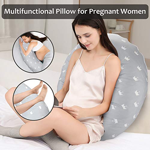 Luchild Almohada Embarazada Multifuncional, Cojín Lactancia Bebé, Cama Nido Bebé, Protector Cuna，Fundas 100% Algodón, Relleno 100% Poliéster Lavable Hipoalergénico