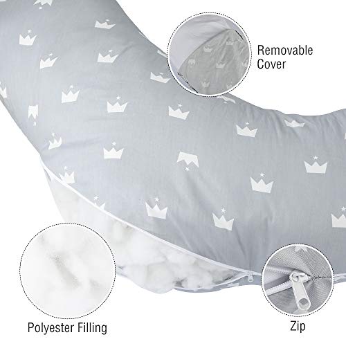 Luchild Almohada Embarazada Multifuncional, Cojín Lactancia Bebé, Cama Nido Bebé, Protector Cuna，Fundas 100% Algodón, Relleno 100% Poliéster Lavable Hipoalergénico