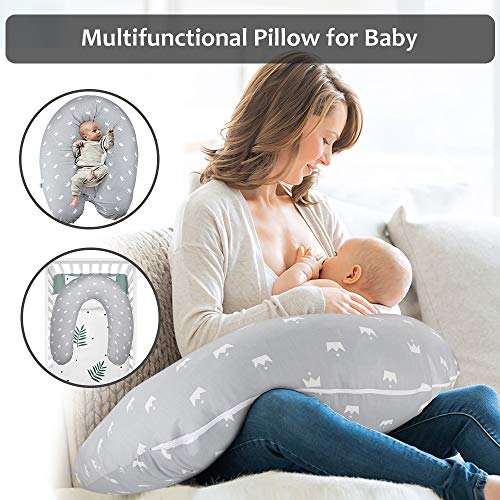 Luchild Almohada Embarazada Multifuncional, Cojín Lactancia Bebé, Cama Nido Bebé, Protector Cuna，Fundas 100% Algodón, Relleno 100% Poliéster Lavable Hipoalergénico