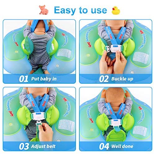 Luchild Flotador de Natación para Bebés, Anillo de Natación Bebé Juguetes de Piscina Inflable de Piscina Nadar Anillo para Niños Bebés, con Bomba Manual, Juguetes Flotantes y Toldo（6-30 Meses）