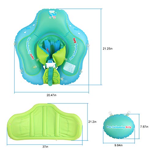 Luchild Flotador de Natación para Bebés, Anillo de Natación Bebé Juguetes de Piscina Inflable de Piscina Nadar Anillo para Niños Bebés, con Bomba Manual, Juguetes Flotantes y Toldo（6-30 Meses）