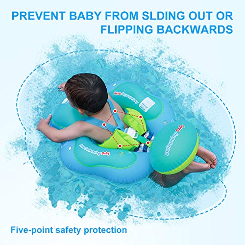 Luchild Flotador de Natación para Bebés, Anillo de Natación Bebé Juguetes de Piscina Inflable de Piscina Nadar Anillo para Niños Bebés, con Bomba Manual, Juguetes Flotantes y Toldo（6-30 Meses）