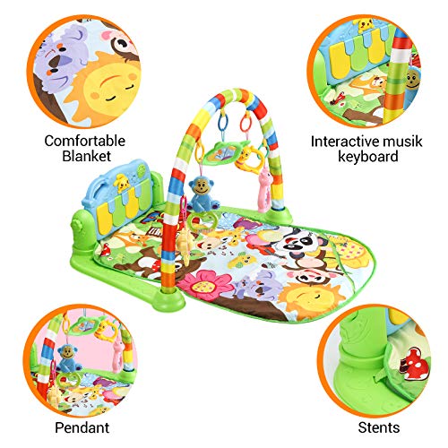 Luchild Gimnasio Piano Pataditas, Manta de Juego para Bebé，Manta de Juego Musical Estante De Fitness con Pedal De Música Alfombra de Aprendizaje
