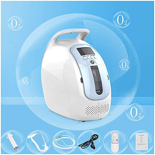 LUCKFY Oxígeno Máquina concentrador de oxígeno portátil Adjustbale 1-5 l/min 90% ± 3 Pureza Remoto LED de Control de Pantalla Temporización Función 45 dB para el Uso casero (110-220V / 50-60 Hz)