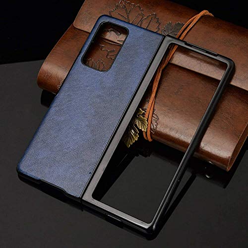 Luckyall Estuche rígido híbrido de Cuero PU para PC 2 en 1 para Samsung Galaxy Z Fold 2 5G, patrón de Pantorrilla Retro Car Line Estuche para teléfono de Cuero Dos en uno con Ranura (Negro)