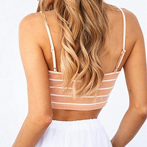 Luckycat Camisetas de Tirantes para Mujer, Mujeres Sexy de Hombros sin Mangas del Tanque Tops Chaleco Camiseta Blusa Crop Tops Camisa De Rayas