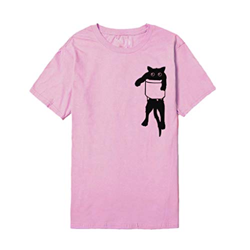 Luckycat Camisetas Tops Estampada para Mascotas de Mujer, Camisa de Verano de Gato Impresión Manga Corta