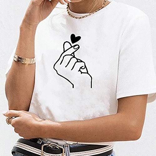 Luckycat Mujeres Camisetas Letras Impresas T Shirt Elegante Manga Corta Túnica Casual Suelto Blusas Camisas Tops