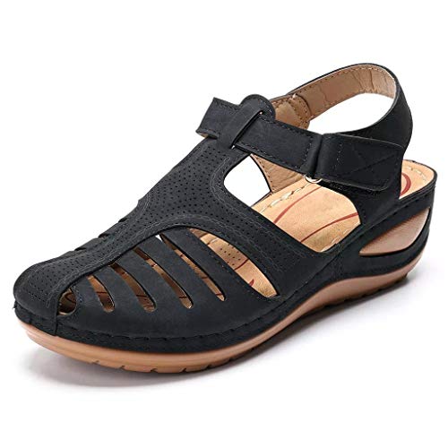 Luckycat Sandalias Punta Cerrada para Mujer Sandalias de Verano de Cuero Sandalias Planas Cómodos Sandalias Mujer de Cuero Planas Cómodos Casual Mocasines Loafers Moda Zapatos Plano Verano Sandalias