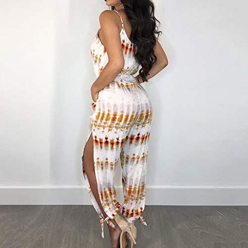 Luckycat Verano Mujer Sexy Sling Monos Color Sólido Mamelucos Moda Largo Mono Casual Rompers Pantalones con Bolsillo Chicas Mono Pijamas Pantalones para Mujer Sexy Bodycon Playsuit Vestidos para Mujer