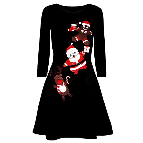 Luckycat Vestidos Corto Manga Larga de Otoño para Mujer Reno Vestido Corto Elegantes Negro Navidad Vestidos de Mujer Vestidos Mujer Jersey Fiesta Vestidos Fiesta Vestidos Navidad Vestidos Mujer Noche