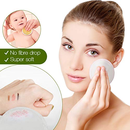 Luckyfine 16pcs Discos Desmaquillantes Reutilizables de Bambú y Algodón, Almohadillas Desmaquillantes Zero Weste, Almohadillas Cosméticas de Maquillaje, Discos Desmaquillantes Con Bolsa de Lavado