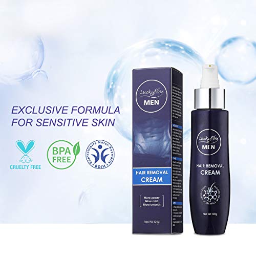Luckyfine Crema Depilatoria para Hombres, Crema de Depilación para Areas Sensibles, Suave y No Irritante, 100g