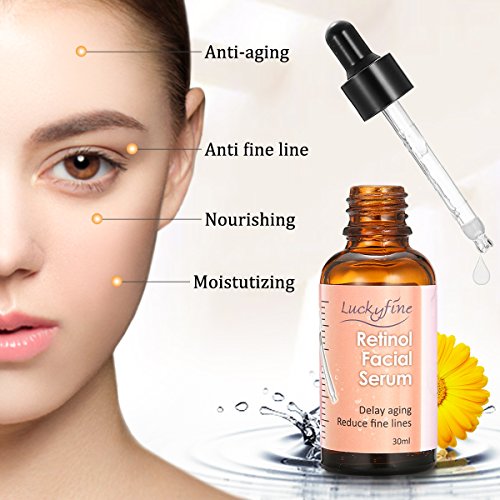 Luckyfine Serum Retinol 2.5% con Vitamina C y Acido Hialuronico - Reducir las arrugas y líneas finas, fretrasar envejecimiento - Anti Edad, Anti Arrugas, Anti Manchas