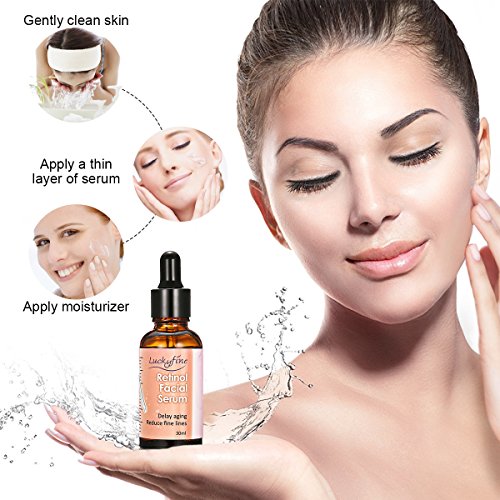 Luckyfine Serum Retinol 2.5% con Vitamina C y Acido Hialuronico - Reducir las arrugas y líneas finas, fretrasar envejecimiento - Anti Edad, Anti Arrugas, Anti Manchas