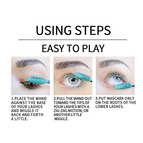 Lucoss Máscara de Pestañas Mascara Impermeable Larga Duración Rizador Delgado Rímel(Negro,Púrpura,Azul,Verde,Rosa,Rojo,Amarillo)