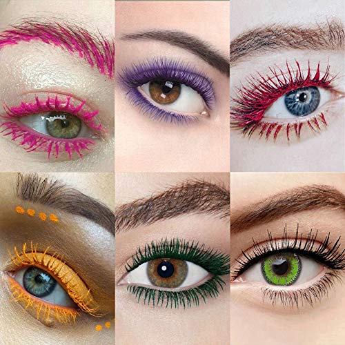 Lucoss Máscara de Pestañas Mascara Impermeable Larga Duración Rizador Delgado Rímel(Negro,Púrpura,Azul,Verde,Rosa,Rojo,Amarillo)