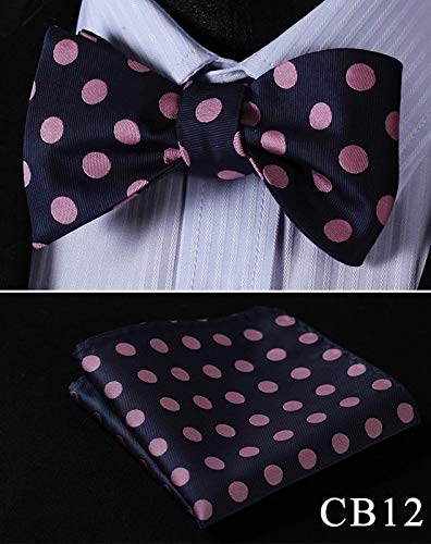 LUHELDM Compruebe Classic Jacquard de Seda Tejida Hombres Mariposa Self Bow Tie Pocket Square Pañuelo Traje Set   CB12