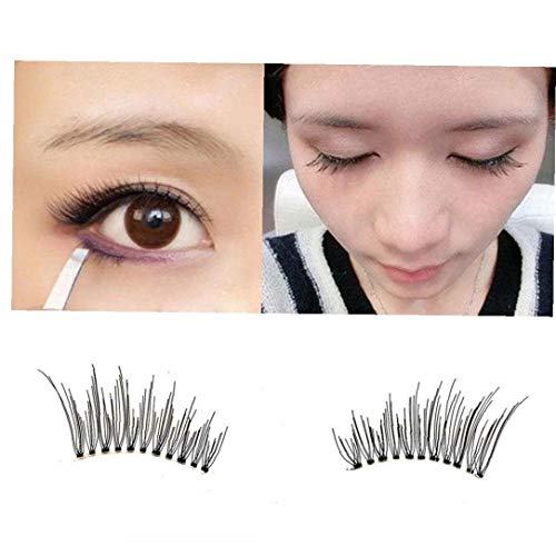 lujiaoshout 5 Pares de Efecto Natural Hecho a Mano simulados pestañas Suave Reutilizable La Mitad de pestañas Extensiones de Maquillaje de Belleza Suministros Negro